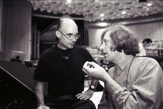 Bonn: Dennis Russell Davies with Heinz Winbeck in a trial interview <br> © City Archives and City History Library Bonn, Photographer: Friedhelm Schulz